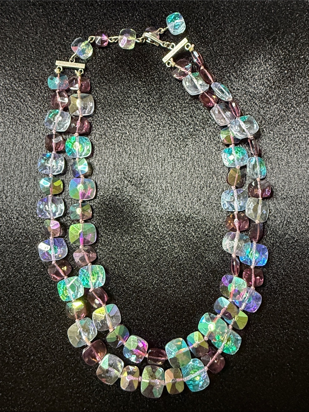 Iridescent Multi-Color Glass Bead Necklace - Aurora Borealis
